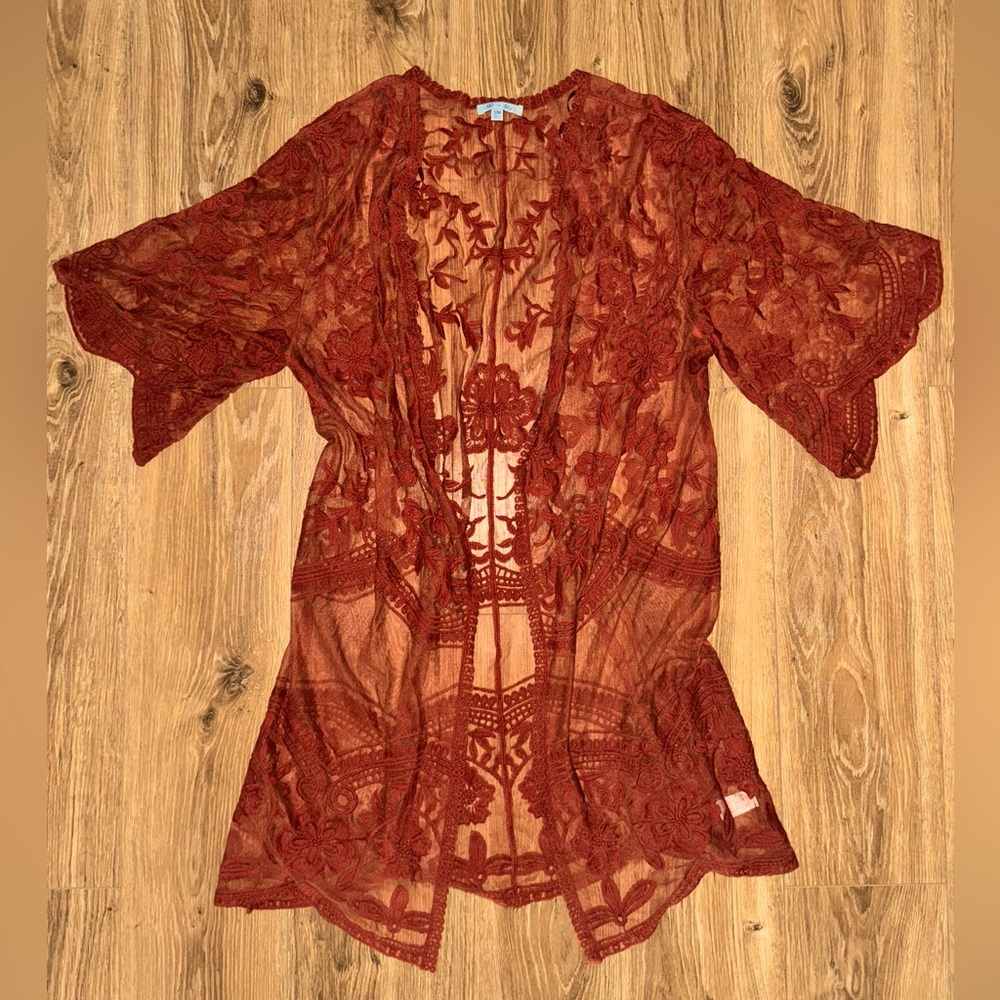 She + Sky Rust Duster Cardigan - Size Small - Worn Once